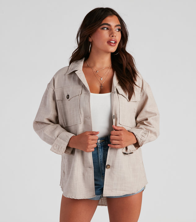 Cool Layers Woven Oversized Shacket helps create the best summer outfit for a look that slays at any event or occasion!