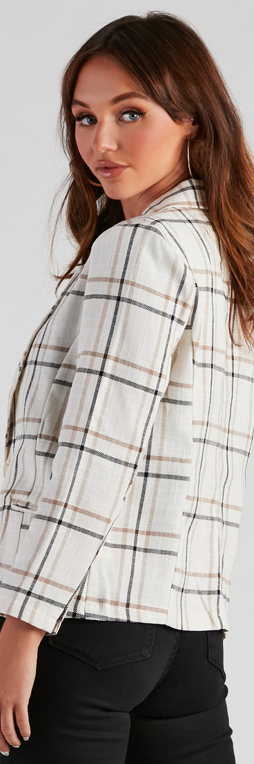 Plaid Haven Casual Woven Blazer helps create the best summer outfit for a look that slays at any event or occasion!