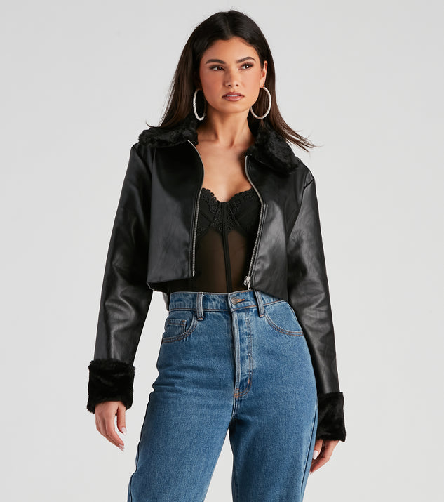 Downtown Style Faux Fur Moto Jacket helps create the best summer outfit for a look that slays at any event or occasion!