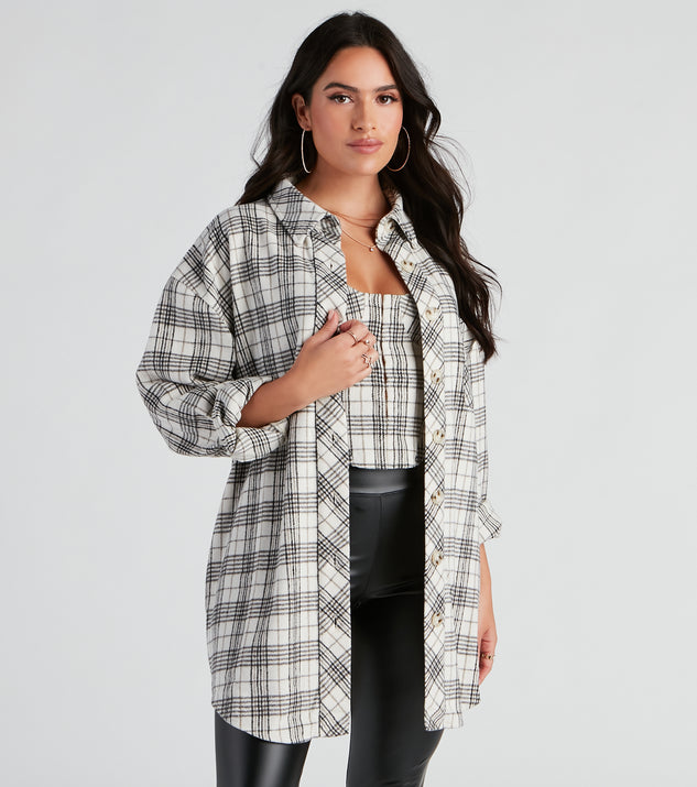 You’ll look stunning in the Season Of Flannel Plaid Shacket when paired with its matching separate to create a glam clothing set perfect for parties, date nights, concert outfits, back-to-school attire, or for any summer event!
