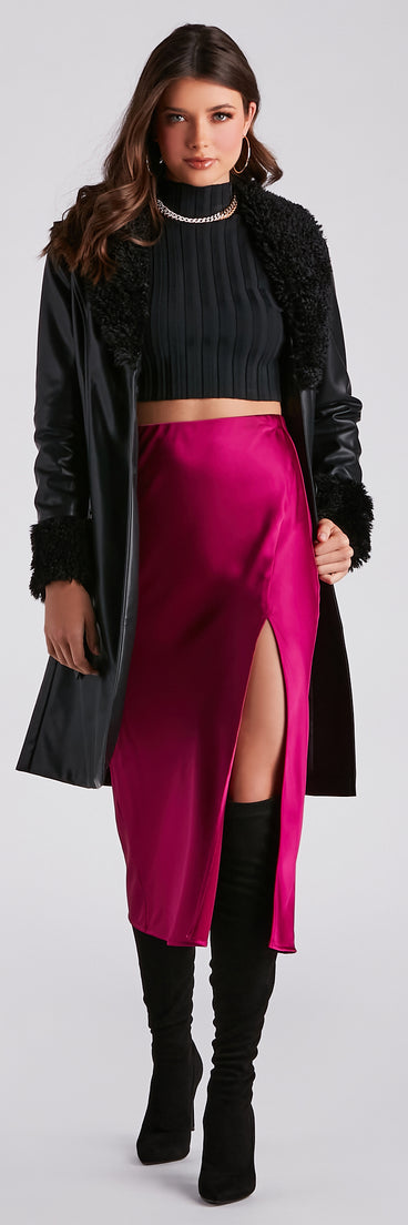 Layered In Luxe Faux Leather Trench Coat helps create the best summer outfit for a look that slays at any event or occasion!