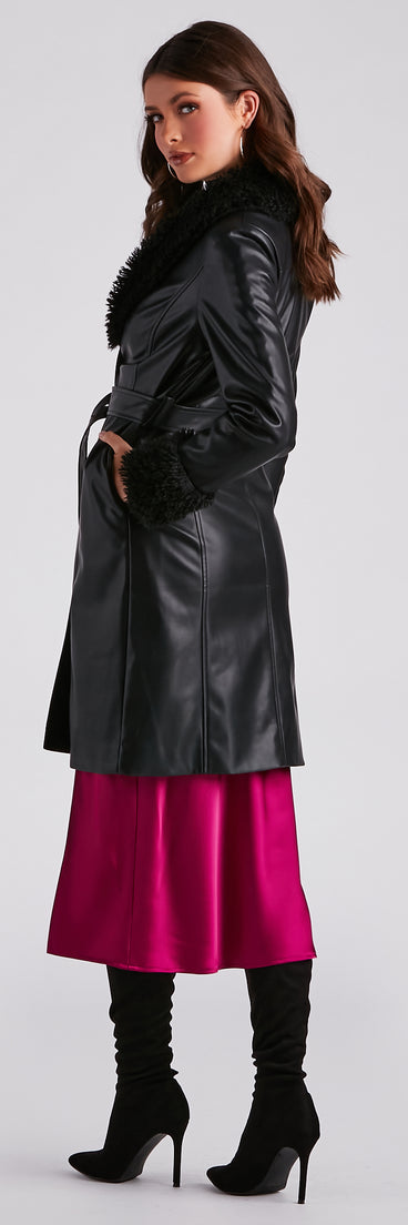 Layered In Luxe Faux Leather Trench Coat helps create the best summer outfit for a look that slays at any event or occasion!