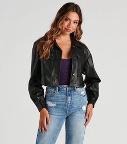 New Rule Faux Leather Crop Shacket helps create the best summer outfit for a look that slays at any event or occasion!