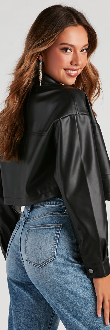 New Rule Faux Leather Crop Shacket helps create the best summer outfit for a look that slays at any event or occasion!
