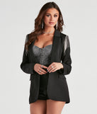 Sparkle Biz Rhinestone Trim Blazer helps create the best summer outfit for a look that slays at any event or occasion!