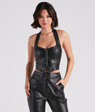 Major Slay Faux Leather Cropped Vest is a fire pick to create a concert outfit, 2024 festival looks, outfits for raves, or to complete your best party outfits or clubwear!