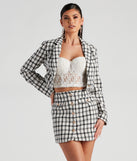 Social Scene Plaid Tweed Blazer helps create the best summer outfit for a look that slays at any event or occasion!