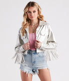 Wild Retro Faux Leather Fringe Jacket is a fire pick to create 2023 festival outfits, concert dresses, outfits for raves, or to complete your best party outfits or clubwear!