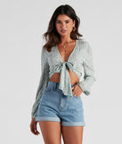 With fun and flirty details, Swept Away Gauze Tie-Front Top shows off your unique style for a trendy outfit for the summer season!