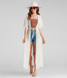 Hampton Vacay Crochet Trim Duster is a fire pick to create 2023 festival outfits, concert dresses, outfits for raves, or to complete your best party outfits or clubwear!