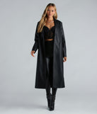 City Living Faux Leather Belted Trench Coat
