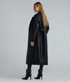City Living Faux Leather Belted Trench Coat