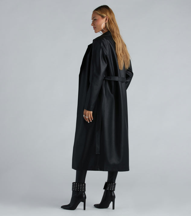 City Living Faux Leather Belted Trench Coat | Windsor