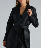 City Living Faux Leather Belted Trench Coat