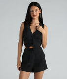 With fun and flirty details, the Iconic Vibes Pinstripe Cropped Vest shows off your unique style for a trendy outfit for the spring or summer season!