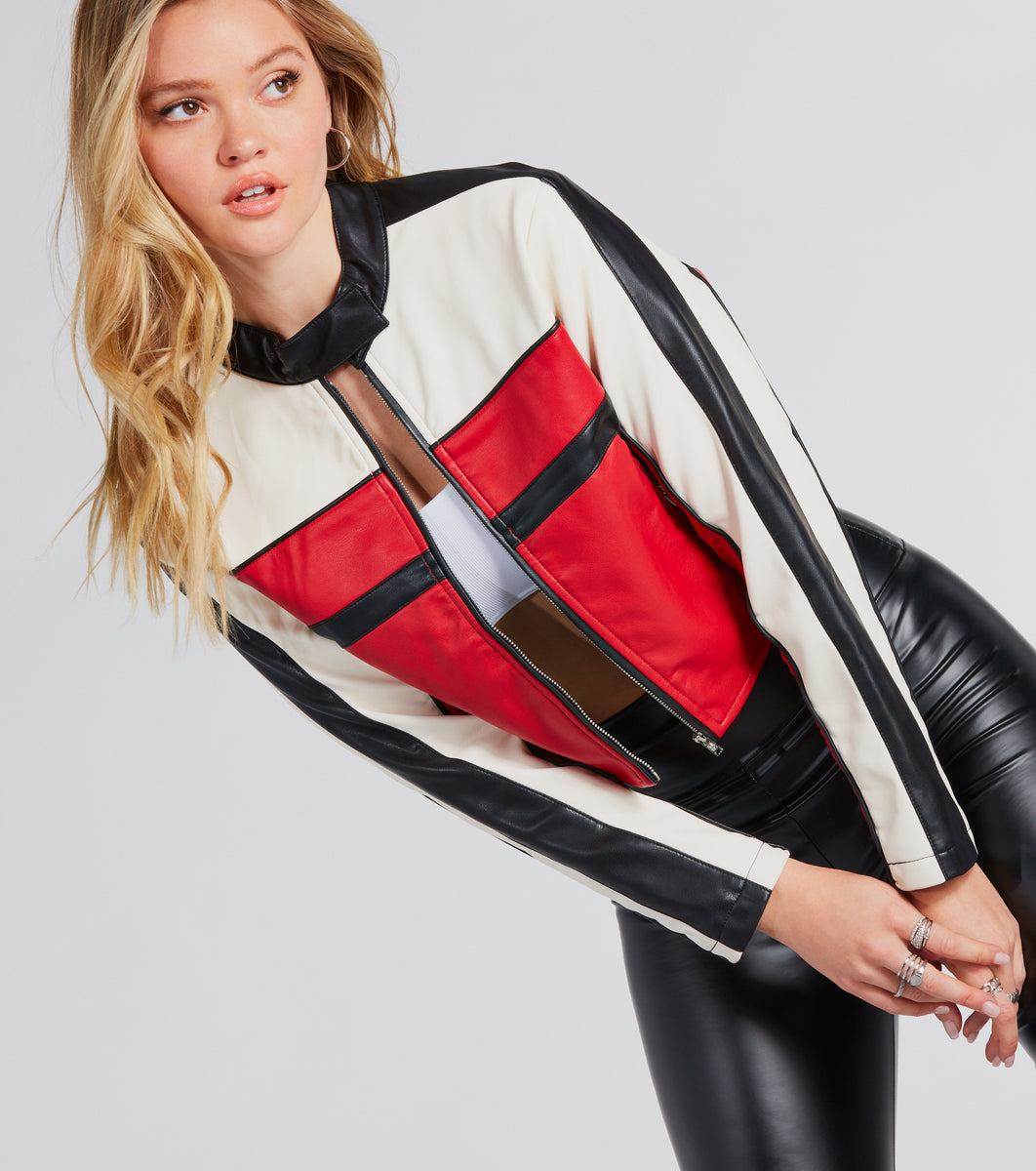Ride Style Faux Leather Moto Crop Jacket