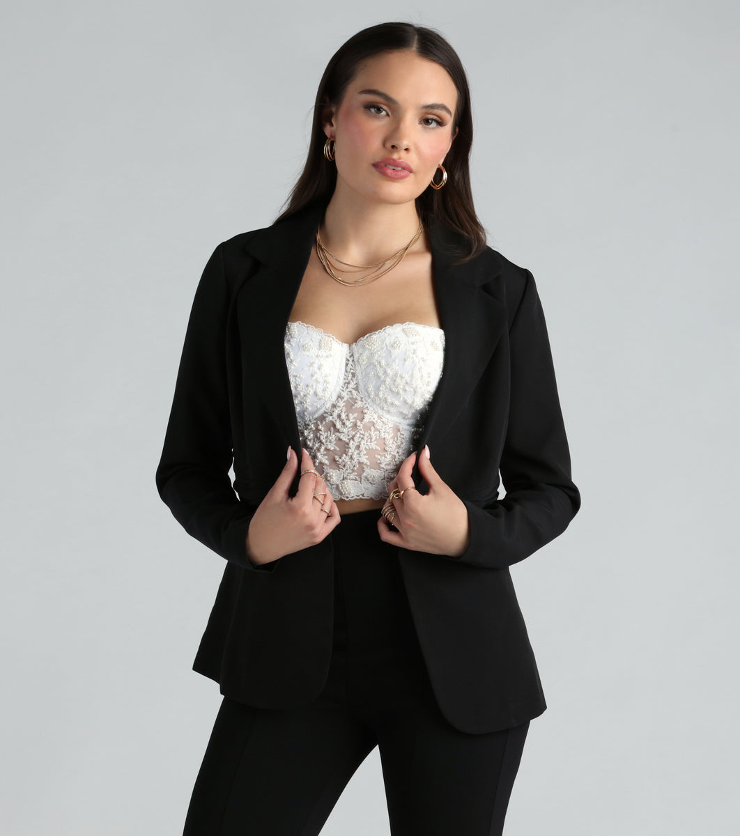 Business Classy Woven Ruched Blazer