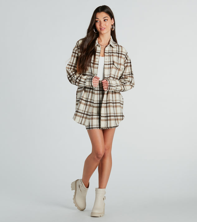 With fun and flirty details, the Paint The Town Plaid Flannel Shacket shows off your unique style for a trendy outfit for the spring or summer season!