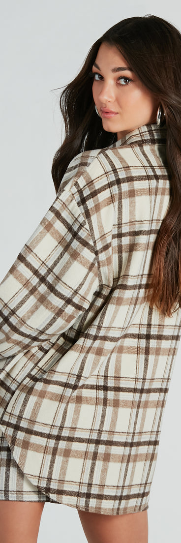With fun and flirty details, the Paint The Town Plaid Flannel Shacket shows off your unique style for a trendy outfit for the spring or summer season!