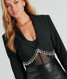Business Of Glam Crepe Gemstone Crop Blazer