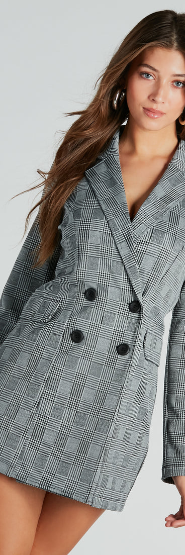 Things To Do Ponte Plaid Blazer Dress