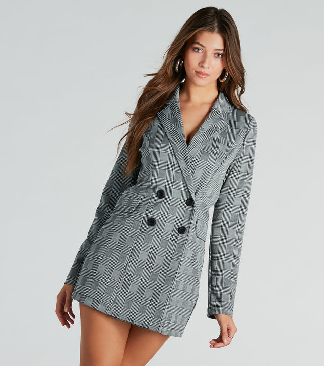Things To Do Ponte Plaid Blazer Dress Windsor