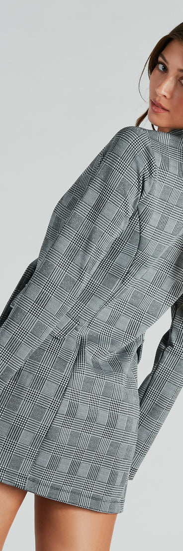 Things To Do Ponte Plaid Blazer Dress