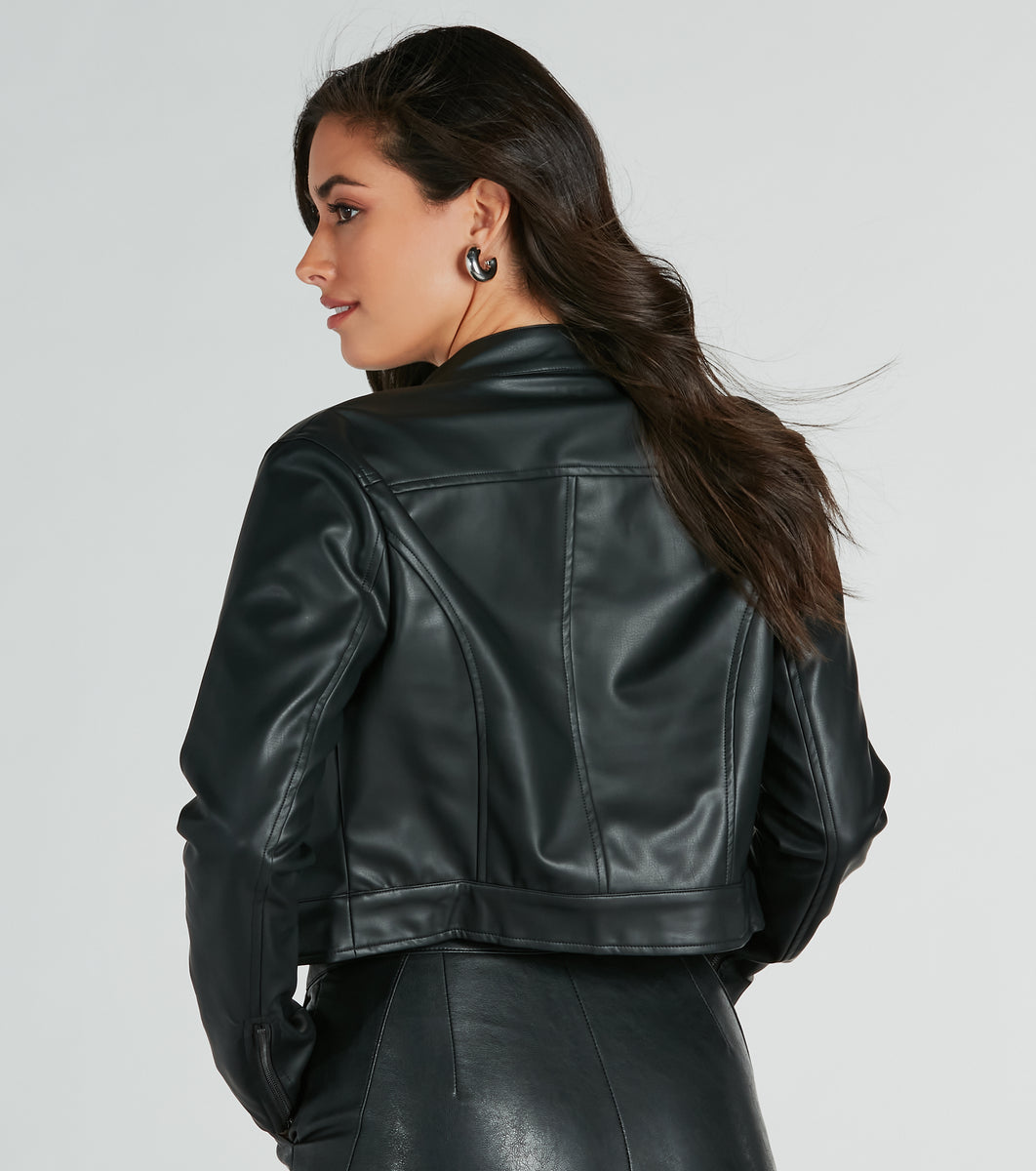 Along For The Ride Faux Leather Biker Jacket