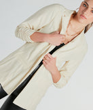 She's Chic Ruched-Sleeve Twill Blazer