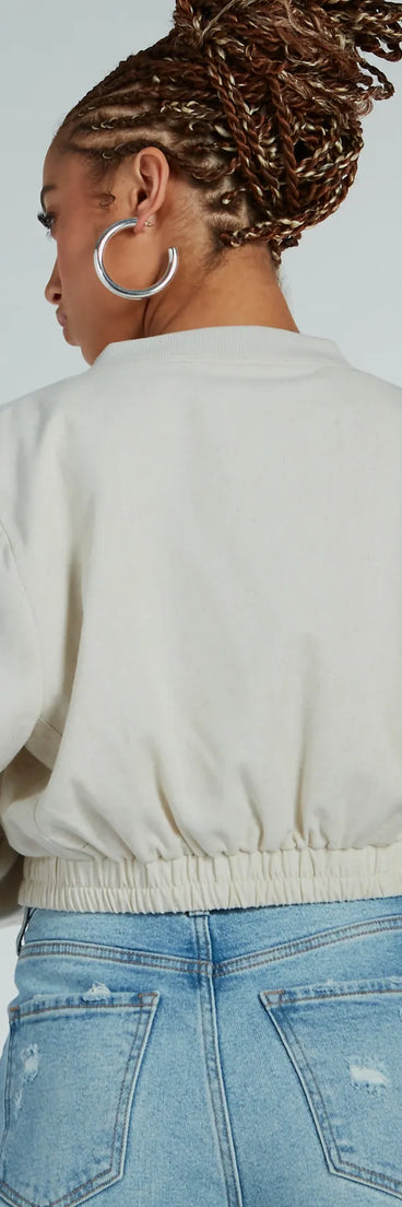 Everyday Cute Crop Linen Bomber Jacket