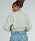 Everyday Cute Crop Linen Bomber Jacket