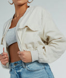 Everyday Cute Crop Linen Bomber Jacket