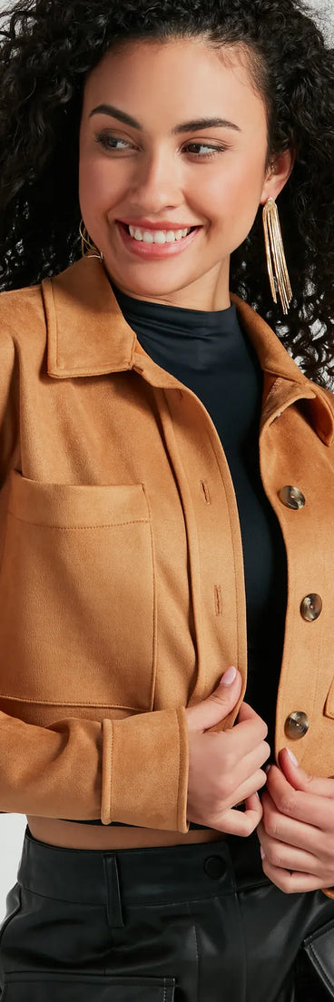 Open Road Button Up Faux Suede Shacket
