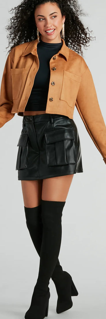 Open Road Button Up Faux Suede Shacket