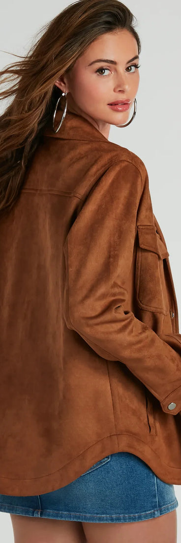 Easy Going Cutie Oversized Faux Suede Shacket