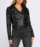 Front Zipper Details on So Zipped Black Faux Leather Jacket