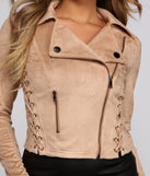 Lattice Faux Suede Moto Jacket helps create the best summer outfit for a look that slays at any event or occasion!