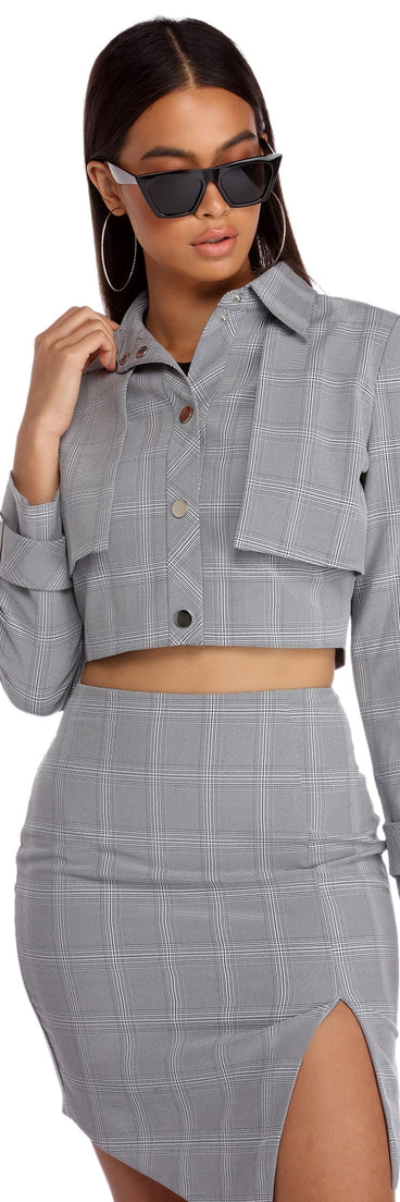Plaid Attractive Cropped Jacket