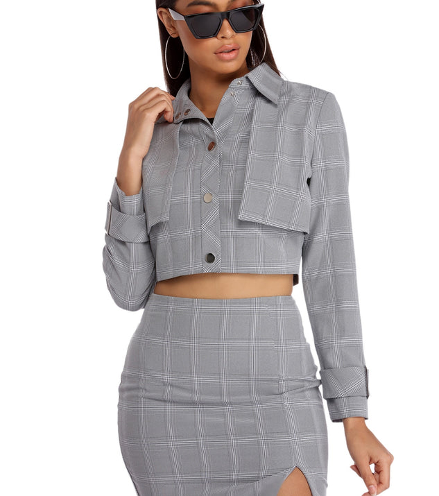 Plaid Attractive Cropped Jacket
