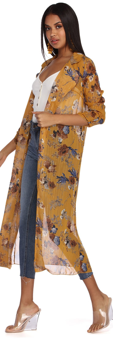 Floral Beauty Chiffon Trench