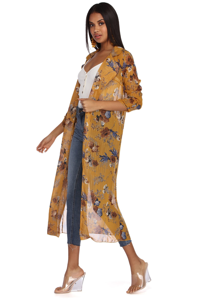Floral Beauty Chiffon Trench