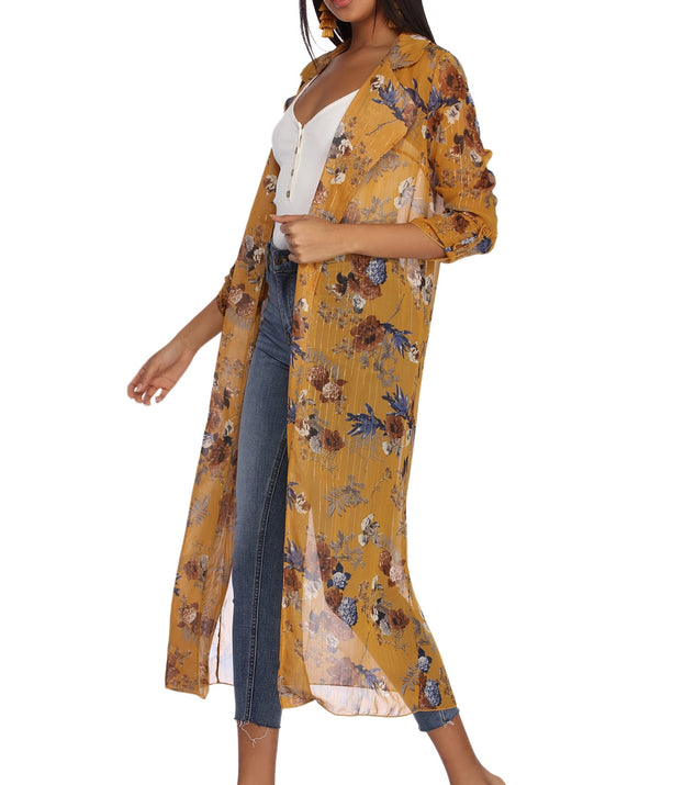Floral Beauty Chiffon Trench