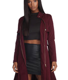 Zip Front Button Detail Trench Coat