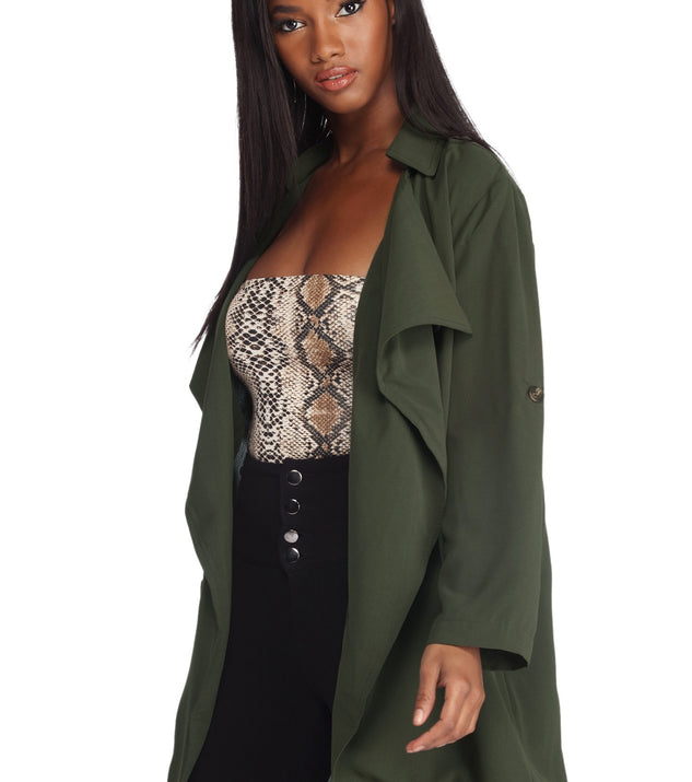 With fun and flirty details, Quite Contemporary Trench Jacket shows off your unique style for a trendy outfit for the summer season!