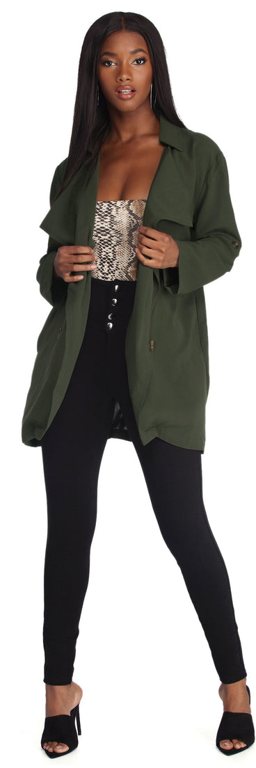 With fun and flirty details, Quite Contemporary Trench Jacket shows off your unique style for a trendy outfit for the summer season!