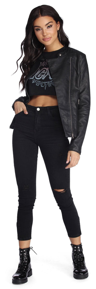 Bad Decisions Faux Leather Jacket helps create the best summer outfit for a look that slays at any event or occasion!