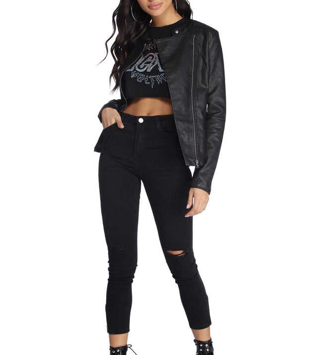 Bad Decisions Faux Leather Jacket helps create the best summer outfit for a look that slays at any event or occasion!