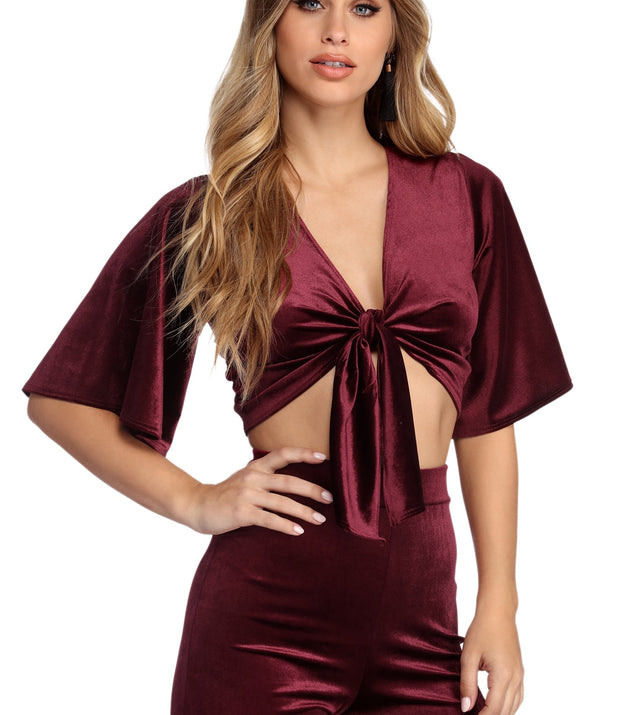 Slaying In Velvet Crop Top