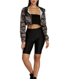 Chillin' In Camo Cropped Jacket helps create the best summer outfit for a look that slays at any event or occasion!