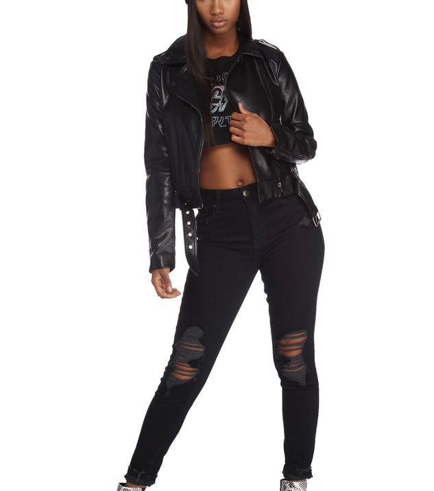 Belt It Out Faux Leather Jacket helps create the best summer outfit for a look that slays at any event or occasion!